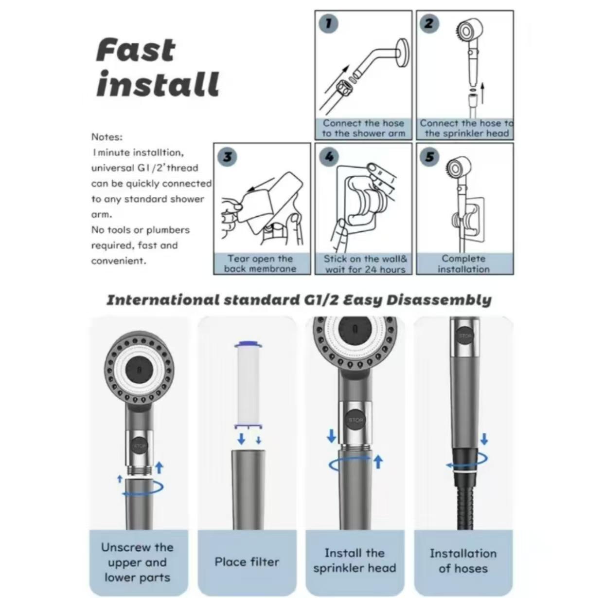 Shower Head Set With Massage Head Mode-Switching Watering Modes